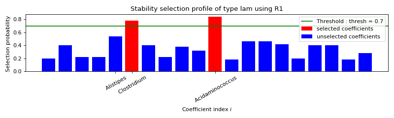 Stability selection profile of type lam using R1