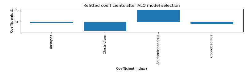 Refitted coefficients after ALO model selection