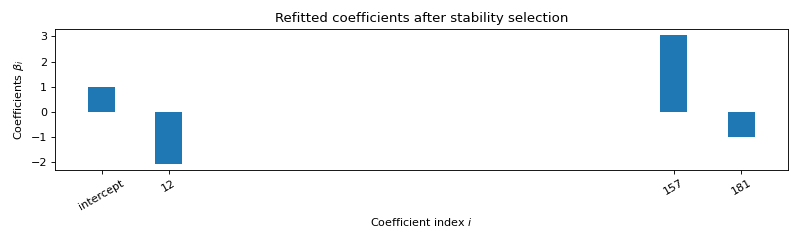 Refitted coefficients after stability selection