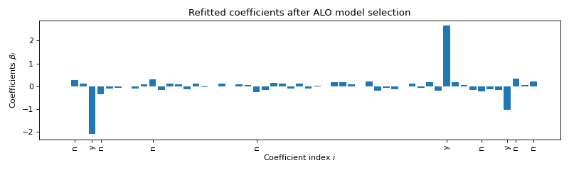 Refitted coefficients after ALO model selection
