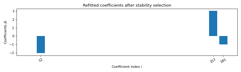 Refitted coefficients after stability selection